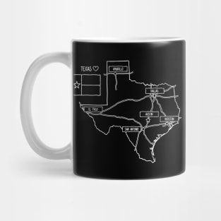 Texas State Map Black Outlines Mug